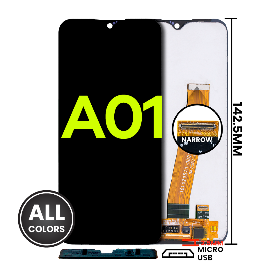 LCD Assembly With Frame For Samsung Galaxy A01 (Global Model) (Micro USB Frame) (Aftermarket Plus: Incell) (All Colors)
