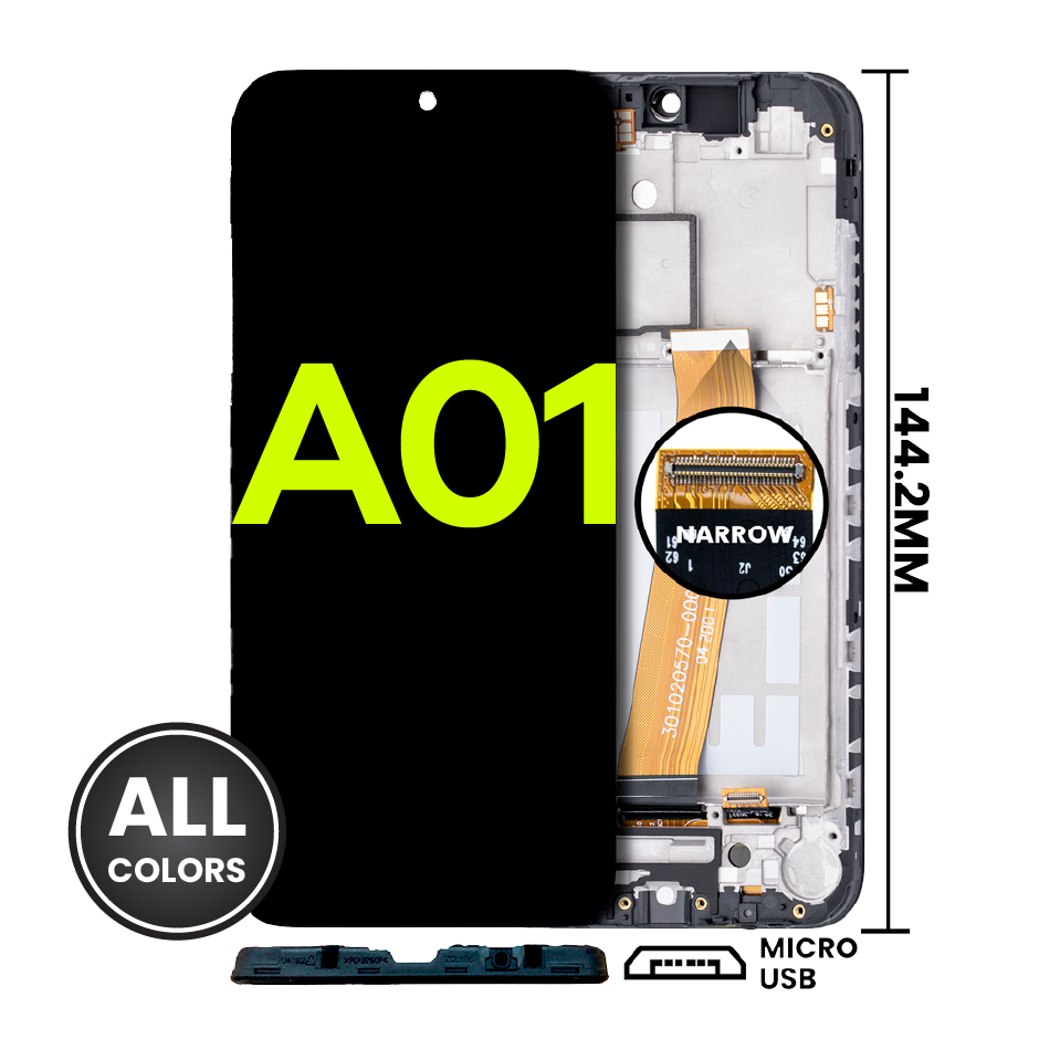 LCD Assembly Without Frame For Samsung Galaxy A01 (Global Model) (Micro USB Frame) (Refurbished) (All Colors)
