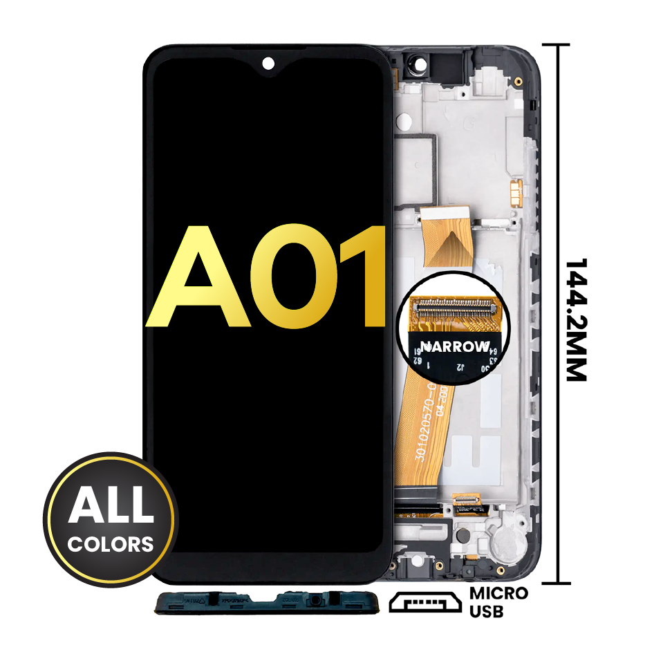 LCD Assembly With Frame For Samsung Galaxy A01 (Global Model) (Micro USB Frame) (Refurbished) (All Colors)