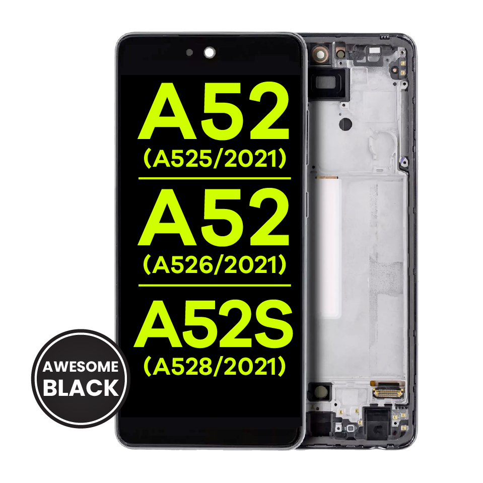LCD Assembly With Frame (Without Finger Print Sensor) For Samsung Galaxy A52 4G (A525 / 2021) / A52 5G (A526 / 2021) / A52S (A528 / 2021) (Aftermarket : Incell) (Awesome Black)
