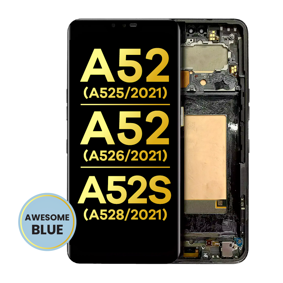 OLED Assembly With Frame For Samsung Galaxy A52 4G (A525 / 2021) / A52 5G (A526 / 2021) / A52S 5G (A528 / 2021) (Refurbished) (Awesome Blue)