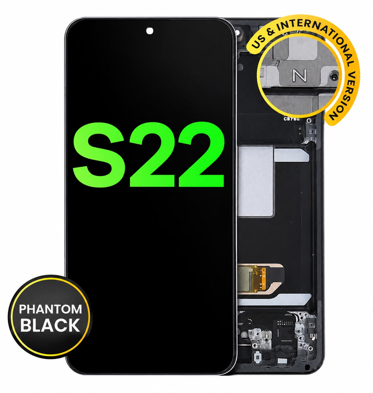 Incell Assembly With Frame For Samsung Galaxy S22 5G (US & International Version) (AM INCELL) (Phantom Black)