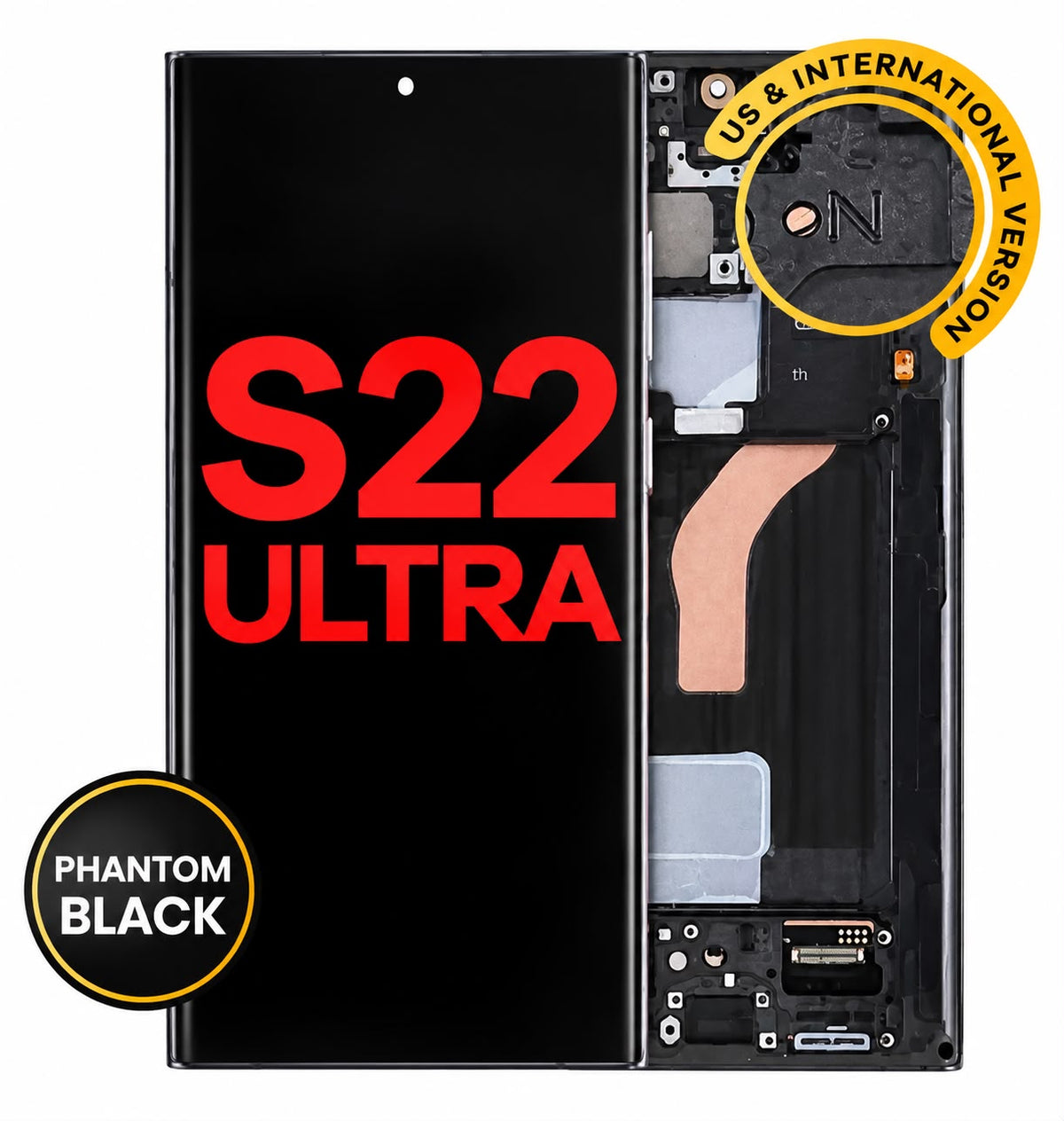 OLED Assembly With Frame For Samsung Galaxy S22 Ultra 5G (US & International Version) (AM OLED) (Phantom Black)