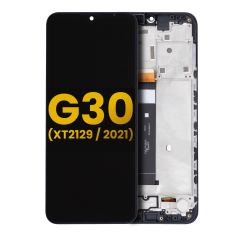 LCD Assembly With Frame For Motorola Moto G30 (XT2129 / 2021) (Refurbished) (Phantom Black)