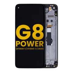 LCD Assembly With Frame For Motorola Moto G8 Power (XT2041-1 / XT2041-3 / 2020) (Refurbished) (Smoke Black)