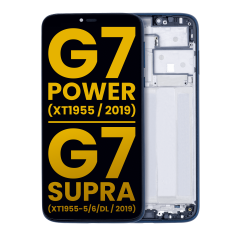 LCD Assembly With Frame For Motorola Moto G7 Power (XT1955 / 2019) / G7 Supra (XT1955-5/6/DL / 2019) (US Version) (157MM) (Refurbished) (Marine Blue)