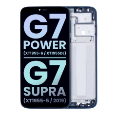 LCD Assembly With Frame For Motorola Moto G7 Power (XT1955-6 / XT1955Dl) / G7 Supra (XT1955-5 / 2019) (Genuine OEM) (Marine Blue)