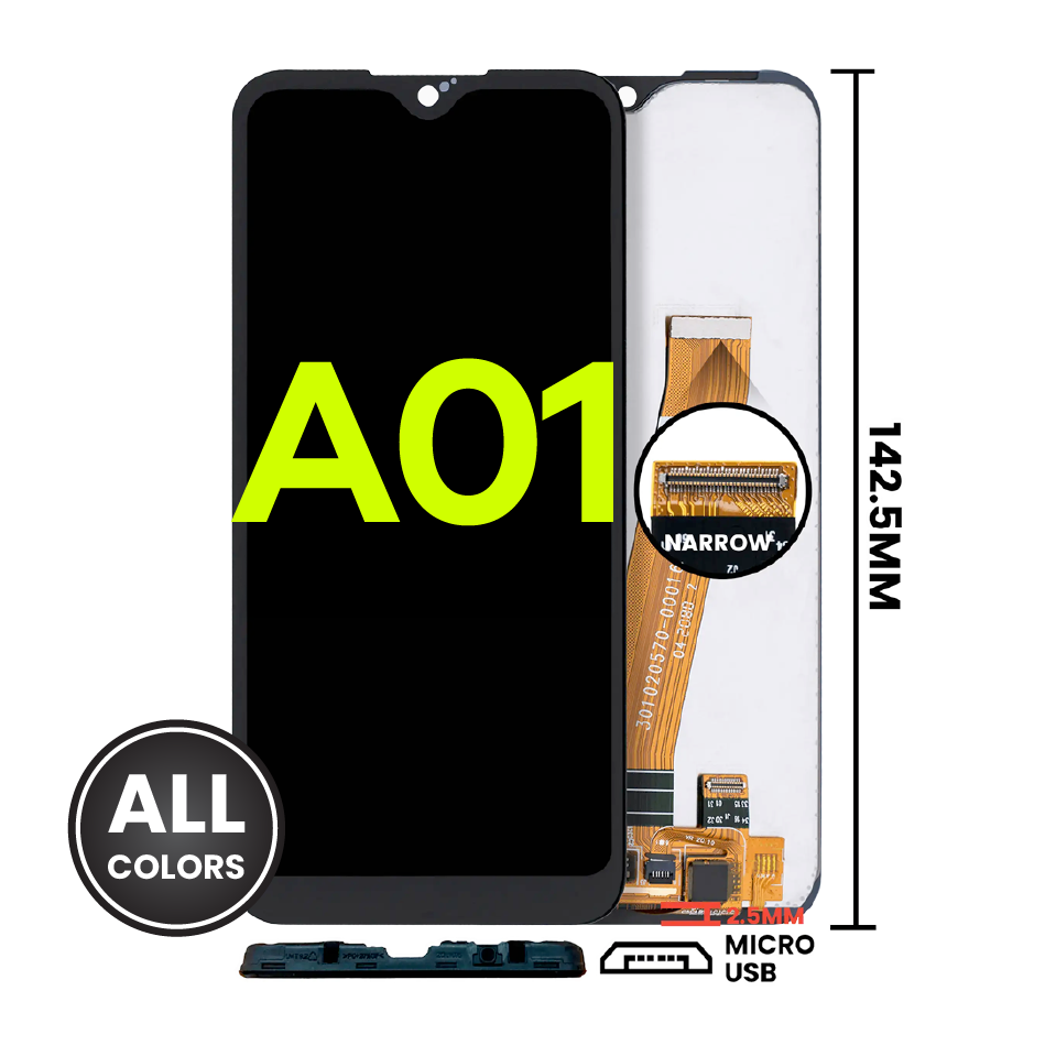 LCD Assembly Without Frame For Samsung Galaxy A01 4G (A015 / 2020) (Global Model) (Micro USB Frame) (Aftermarket Plus) (All Colors)