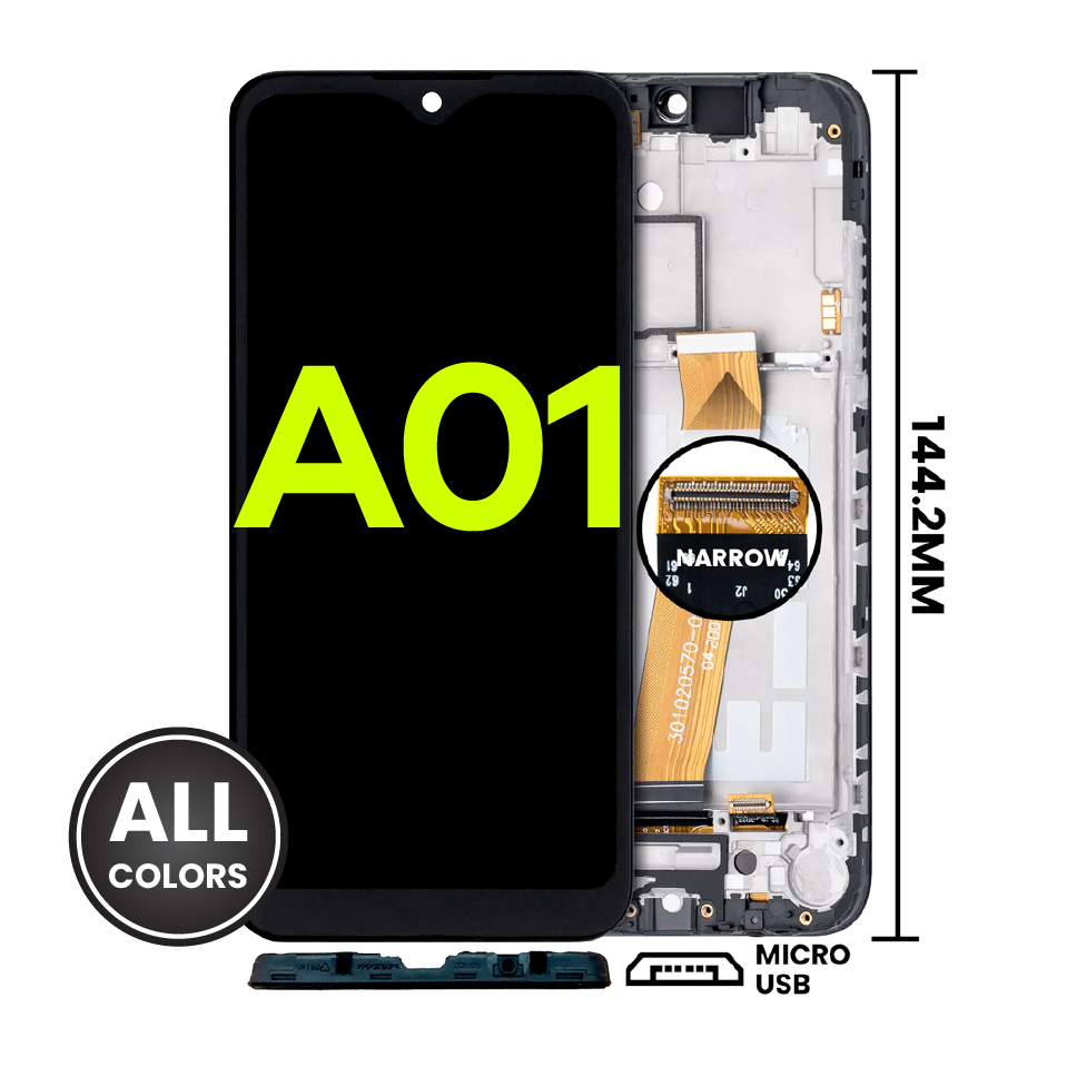 LCD Assembly Without Frame For Samsung Galaxy A01 (Global Model) (Micro USB Frame) (Aftermarket Plus: Incell) (All Colors)
