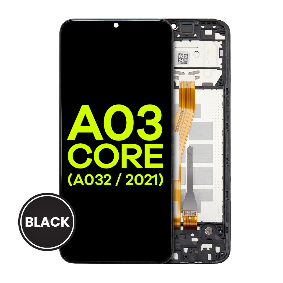 LCD Assembly With Frame For Samsung Galaxy A03 Core (A032 / 2021) (Service Pack) (Black)
