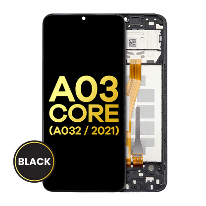 LCD Assembly With Frame For Samsung Galaxy A03 Core (A032 / 2021) (Refurbished) (Black)