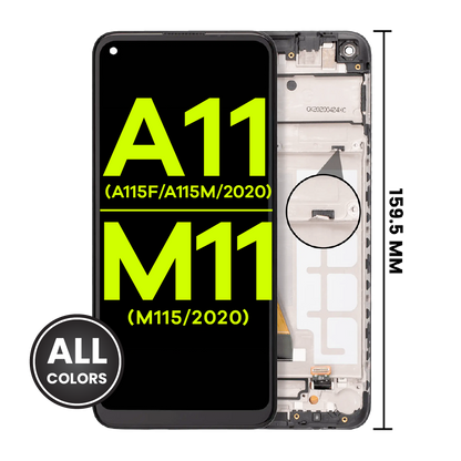 LCD Assembly With Frame For Samsung Galaxy A11 (A115F/ A115M / 2020) / M11 (M115 /2020) (International Version) (Aftermarket Plus) (All Colors)