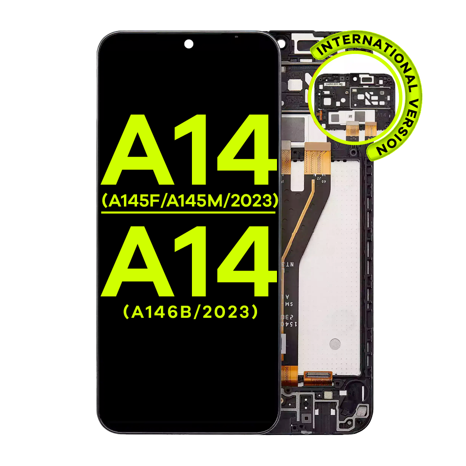 LCD Assembly With Frame For Samsung Galaxy A14 4G (A145F / A145M / 2023) / A14 5G (A146B / 2023) (International Version) (Service Pack) (All Colors)