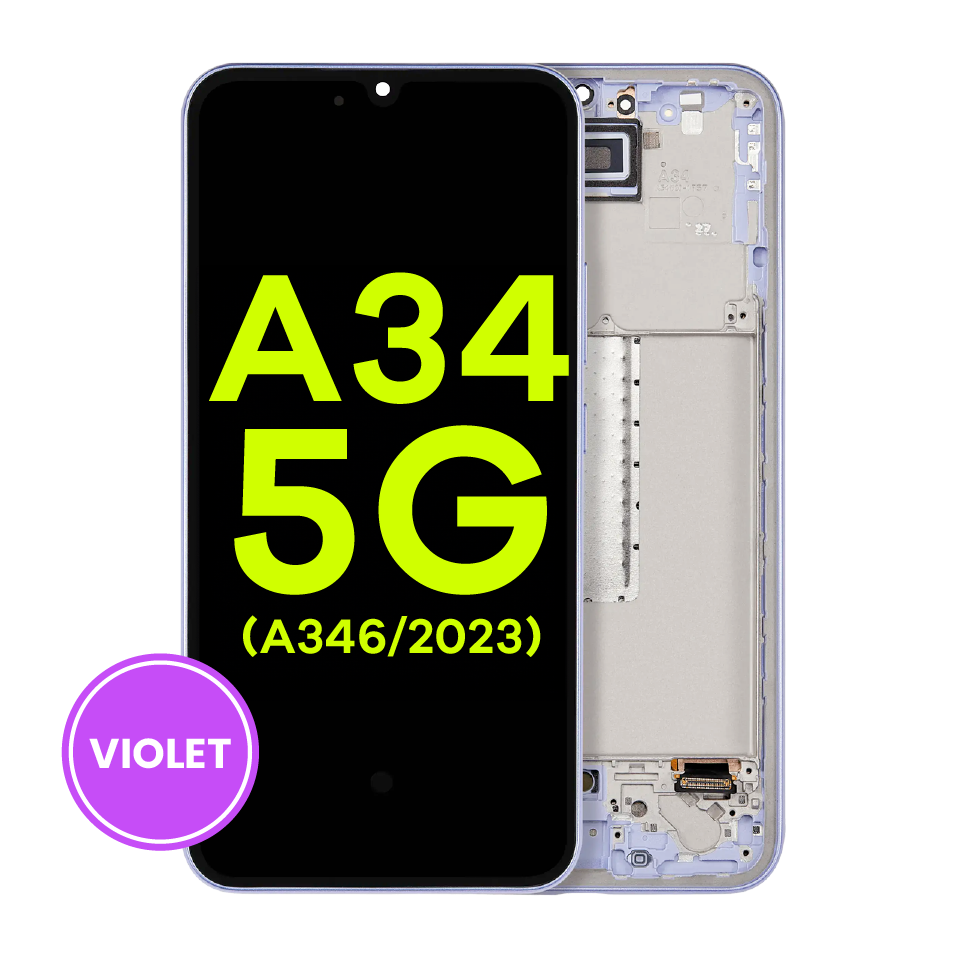 OLED Assembly With Frame Compatible For Samsung Galaxy A34 5G (A346 / 2023) (Service Pack) (Violet)