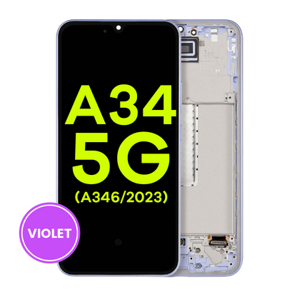 OLED Assembly With Frame Compatible For Samsung Galaxy A34 5G (A346 / 2023) (Service Pack) (Violet)