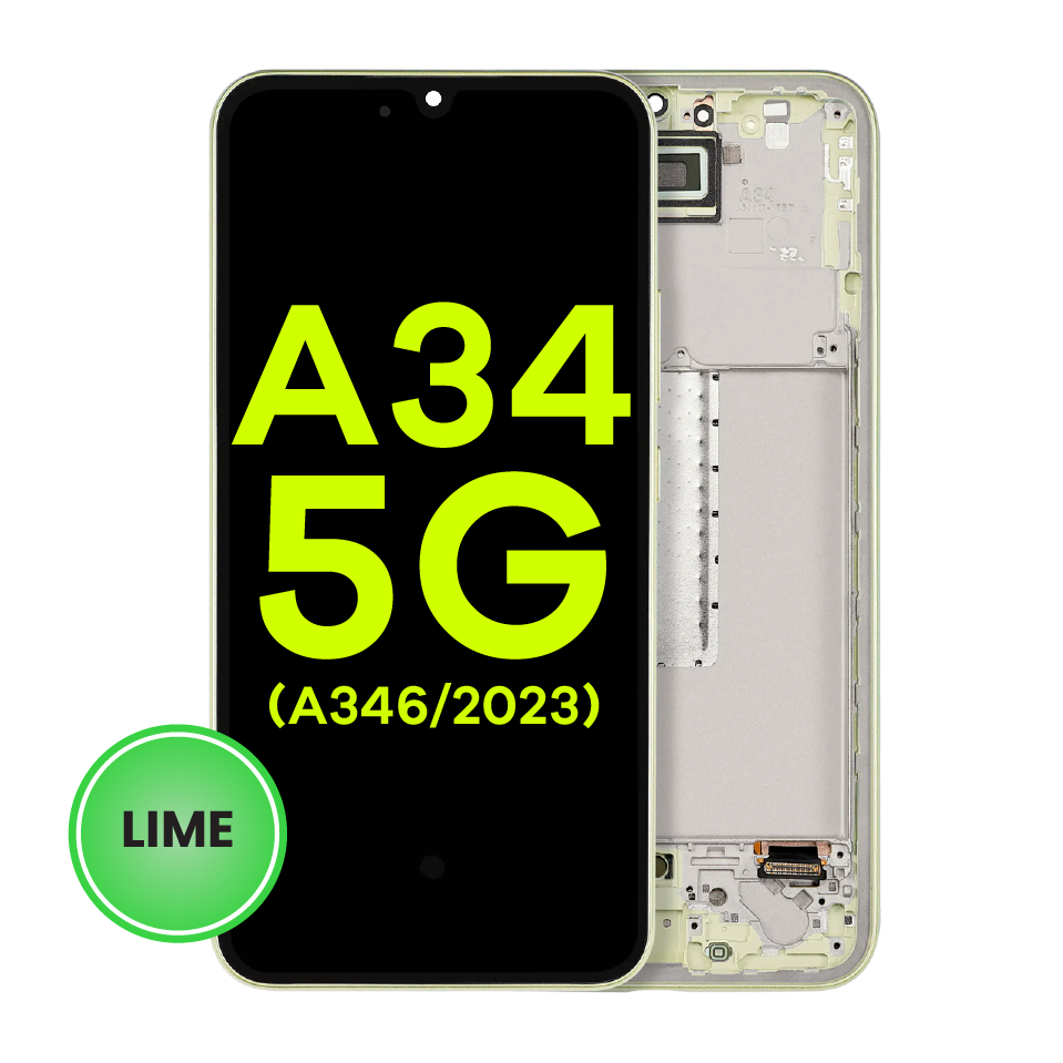 OLED Assembly With Frame For Samsung Galaxy A34 5G (A346 / 2023) (Refurbished) (Lime)