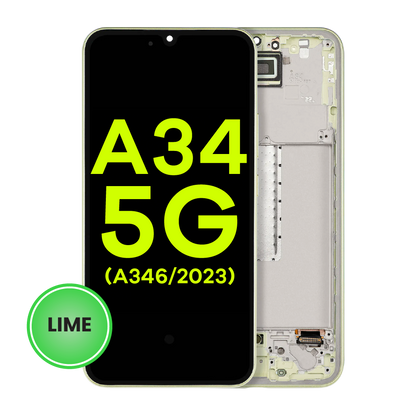 OLED Assembly With Frame For Samsung Galaxy A34 5G (A346 / 2023) (Refurbished) (Lime)
