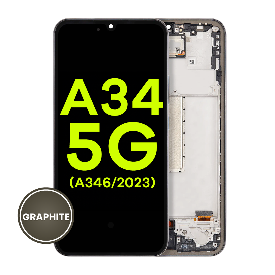OLED Assembly With Frame For Samsung Galaxy A34 5G (A346 / 2023) (Service Pack) (Graphite)