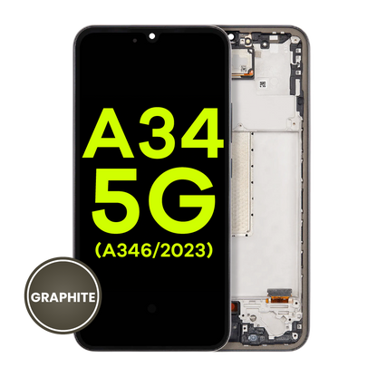 OLED Assembly With Frame For Samsung Galaxy A34 5G (A346 / 2023) (Service Pack) (Graphite)