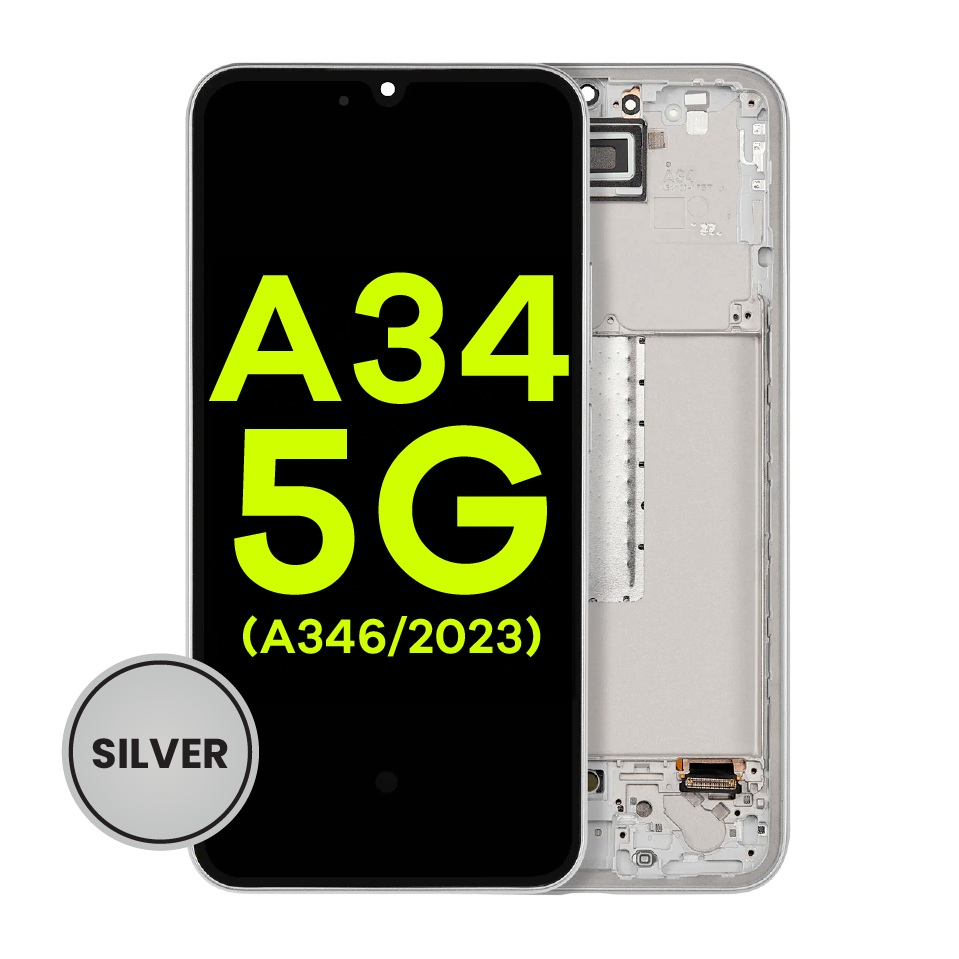 OLED Assembly With Frame Compatible For Samsung Galaxy A34 5G (A346 / 2023) (Service Pack) (Silver)