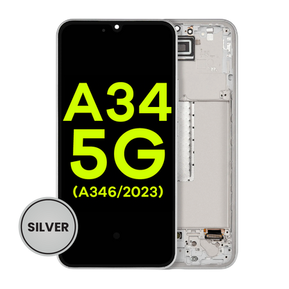 OLED Assembly With Frame Compatible For Samsung Galaxy A34 5G (A346 / 2023) (Service Pack) (Silver)