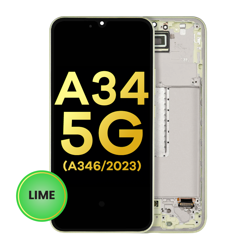 OLED Assembly With Frame For Samsung Galaxy A34 5G (A346 / 2023) (Refurbished) (Lime)