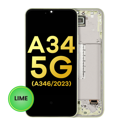 OLED Assembly With Frame For Samsung Galaxy A34 5G (A346 / 2023) (Refurbished) (Lime)