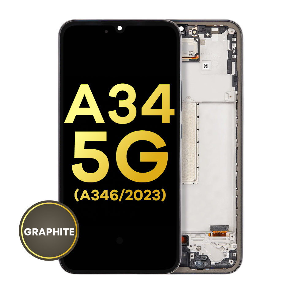 OLED Assembly With Frame For Samsung Galaxy A34 5G (A346 / 2023) (Refurbished) (Graphite)