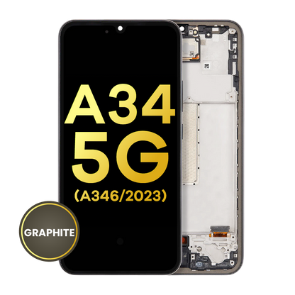 OLED Assembly With Frame For Samsung Galaxy A34 5G (A346 / 2023) (Refurbished) (Graphite)