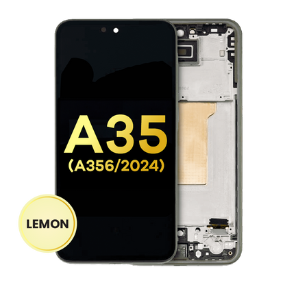 OLED Assembly With Frame For Samsung Galaxy A35 5G (A356 / 2024) (Refurbished) (Lemon)