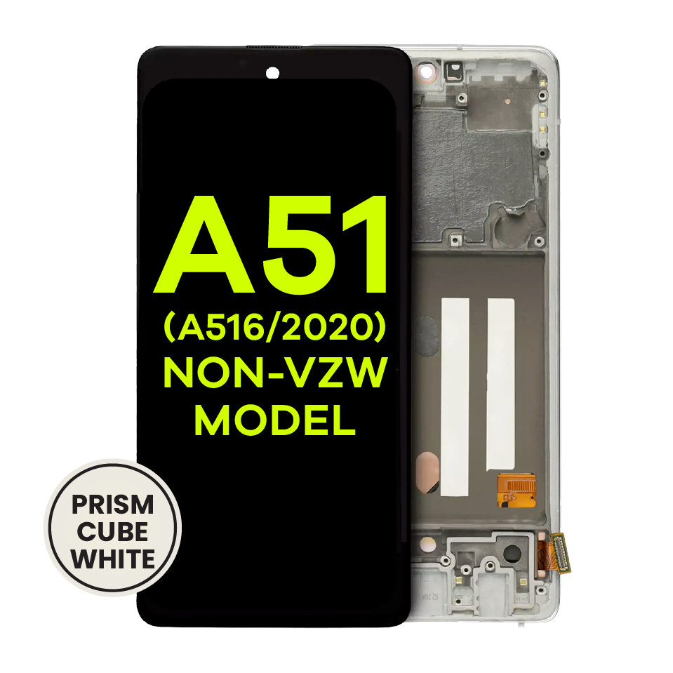 OLED Assembly With Frame For Samsung Galaxy A51 5G (A516 / 2020) (Non-Verizon 5G UW Frame) (Service Pack) (Prism Cube White)