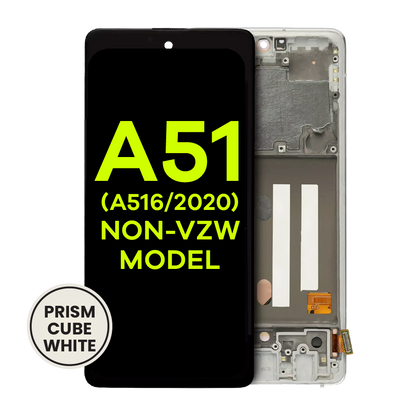 OLED Assembly With Frame For Samsung Galaxy A51 5G (A516 / 2020) (Non-Verizon 5G UW Frame) (Service Pack) (Prism Cube White)