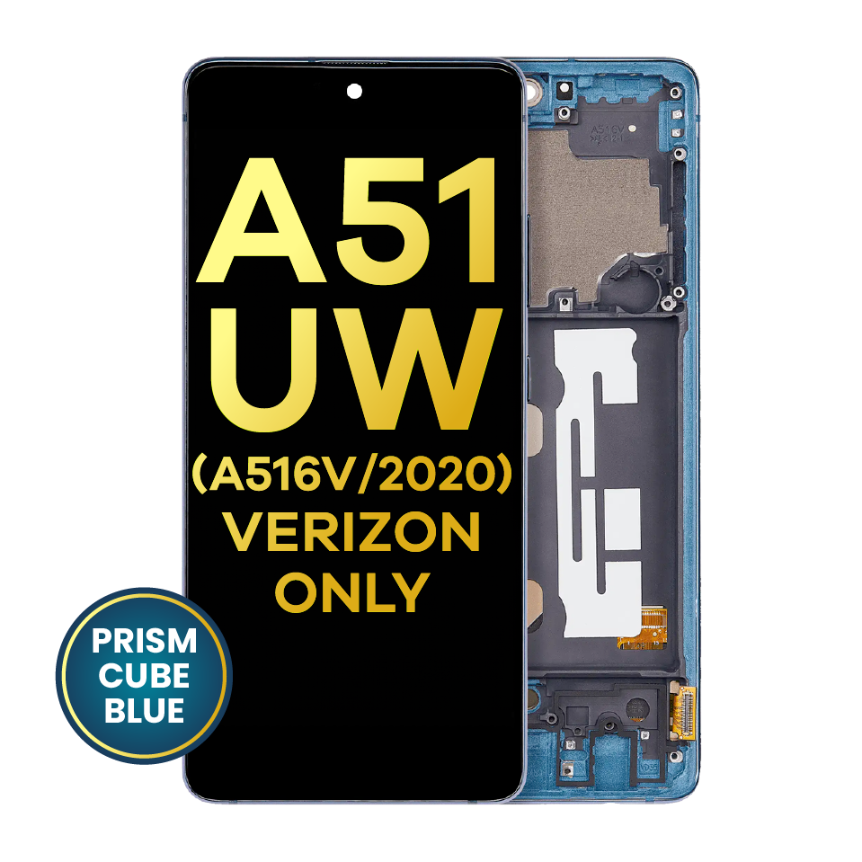 OLED Assembly With Frame For Samsung Galaxy A51 5G UW (A516V / 2020) (Verizon 5G UW Frame Only) (Refurbished) (Prism Bricks Blue)