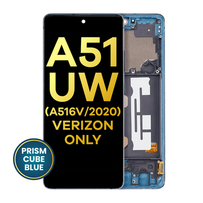 OLED Assembly With Frame For Samsung Galaxy A51 5G UW (A516V / 2020) (Verizon 5G UW Frame Only) (Refurbished) (Prism Bricks Blue)