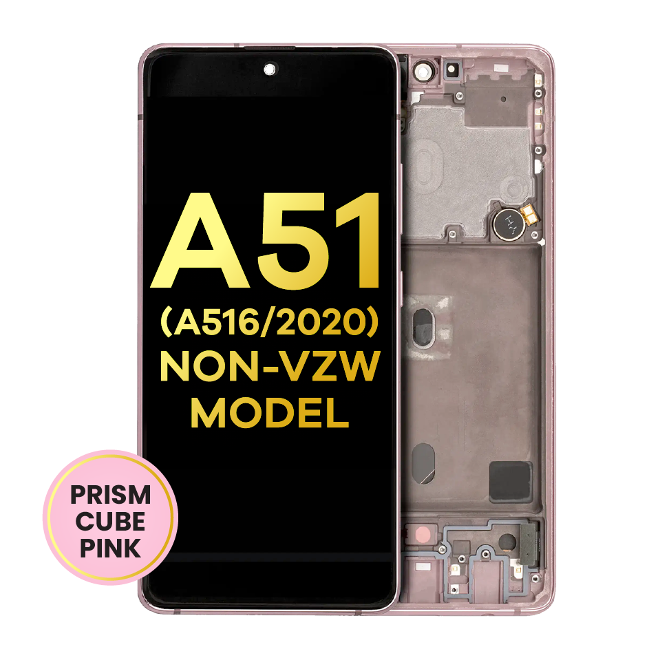 OLED Assembly With Frame For Samsung Galaxy A51 5G (A516 / 2020) (Non-Verizon 5G UW Frame) (Refurbished) (Prism Cube Pink)