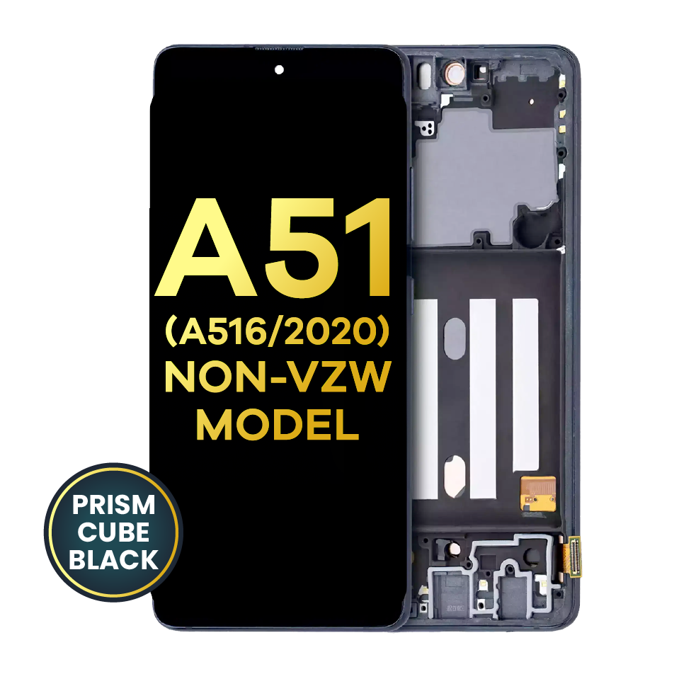 OLED Assembly With Frame For Samsung Galaxy A51 5G (A516 / 2020) (Non-Verizon 5G UW Frame) (Refurbished) (Prism Cube Black)