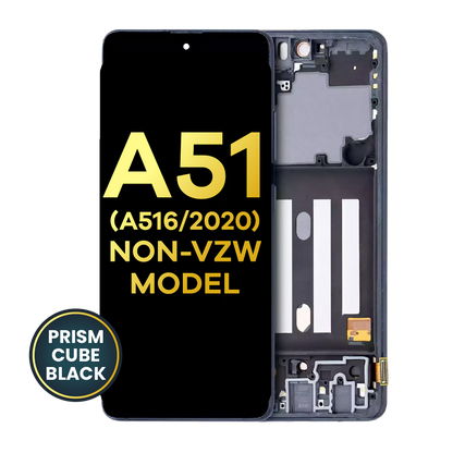 OLED Assembly With Frame For Samsung Galaxy A51 5G (A516 / 2020) (Non-Verizon 5G UW Frame) (Refurbished) (Prism Cube Black)