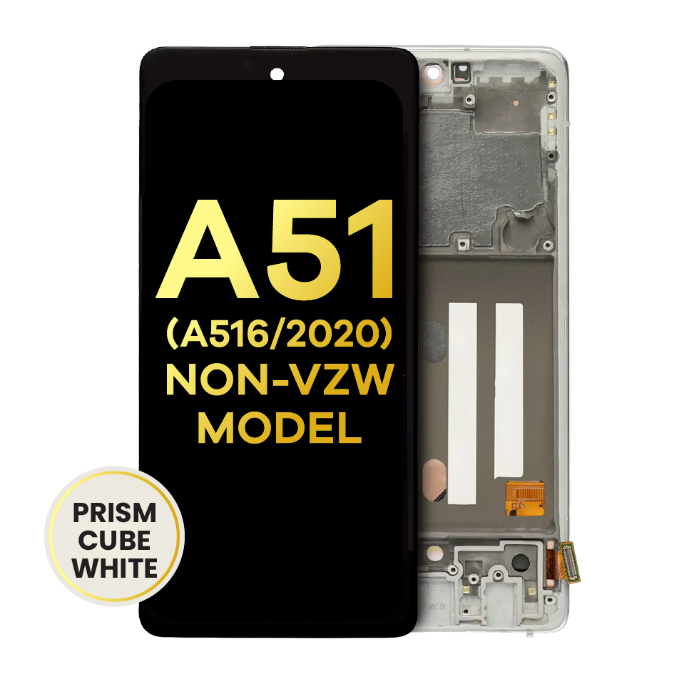 OLED Assembly With Frame For Samsung Galaxy A51 5G (A516 / 2020) (Non-Verizon 5G UW Frame) (Refurbished) (Prism Cube White)