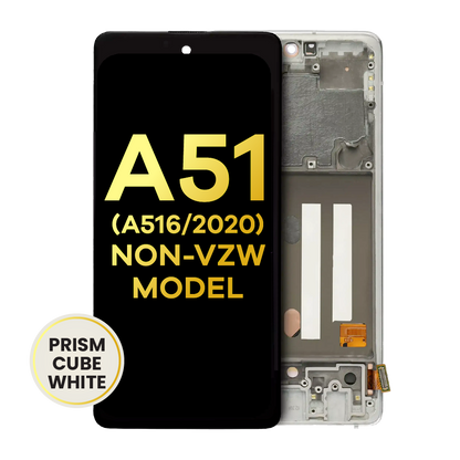 OLED Assembly With Frame For Samsung Galaxy A51 5G (A516 / 2020) (Non-Verizon 5G UW Frame) (Refurbished) (Prism Cube White)