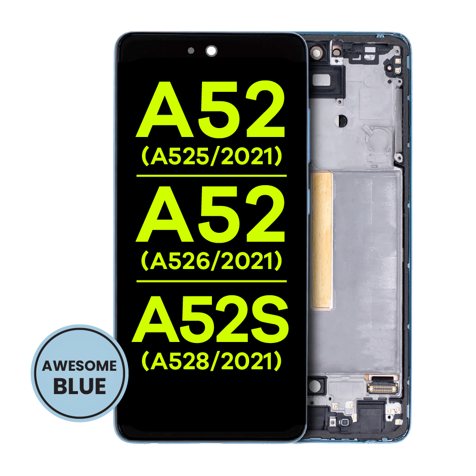 LCD Assembly With Frame (Without Finger Print Sensor) For Samsung Galaxy A52 4G (A525 / 2021) / A52 5G (A526 / 2021) / A52S (A528 / 2021) (Aftermarket : Incell) (Awesome Blue)
