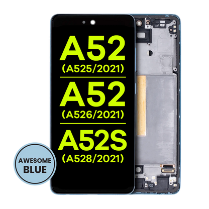 LCD Assembly With Frame (Without Finger Print Sensor) For Samsung Galaxy A52 4G (A525 / 2021) / A52 5G (A526 / 2021) / A52S (A528 / 2021) (Aftermarket : Incell) (Awesome Blue)