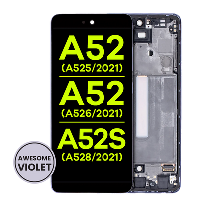 LCD Assembly With Frame (Without Finger Print Sensor) For Samsung Galaxy A52 4G (A525 / 2021) / A52 5G (A526 / 2021) / A52S (A528 / 2021) (Aftermarket : Incell) (Awesome Violet)