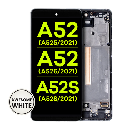 LCD Assembly With Frame (Without Finger Print Sensor) For Samsung Galaxy A52 4G (A525 / 2021) / A52 5G (A526 / 2021) / A52S (A528 / 2021) (Aftermarket : Incell) (Awesome White)