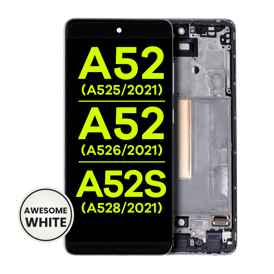 LCD Assembly With Frame (Without Finger Print Sensor) For Samsung Galaxy A52 4G (A525 / 2021) / A52 5G (A526 / 2021) / A52S (A528 / 2021) (Aftermarket : Incell) (Awesome White)