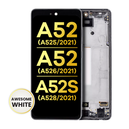 OLED Assembly With Frame For Samsung Galaxy A52 4G (A525 / 2021) / A52 5G (A526 / 2021) / A52S 5G (A528 / 2021) (Refurbished) (Awesome White)