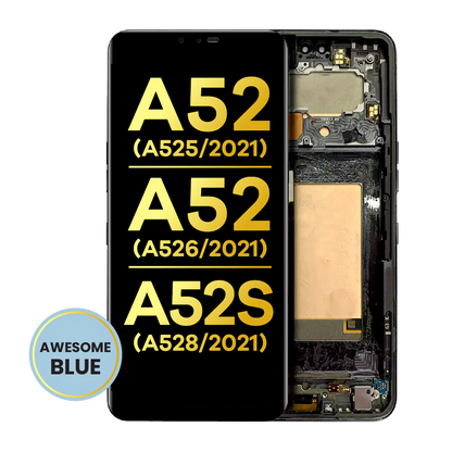 OLED Assembly With Frame For Samsung Galaxy A52 4G (A525 / 2021) / A52 5G (A526 / 2021) / A52S 5G (A528 / 2021) (Refurbished) (Awesome Blue)