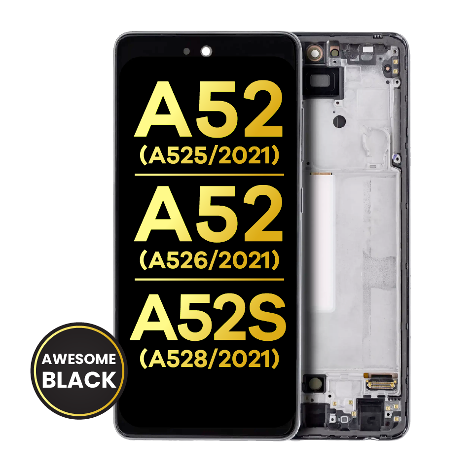 OLED Assembly With Frame For Samsung Galaxy A52 4G (A525 / 2021) / A52 5G (A526 / 2021) / A52S 5G (A528 / 2021) (Refurbished) (Awesome Black)