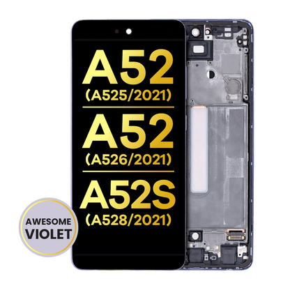 OLED Assembly With Frame For Samsung Galaxy A52 4G (A525 / 2021) / A52 5G (A526 / 2021) / A52S 5G (A528 / 2021) (Refurbished) (Awesome Violet)