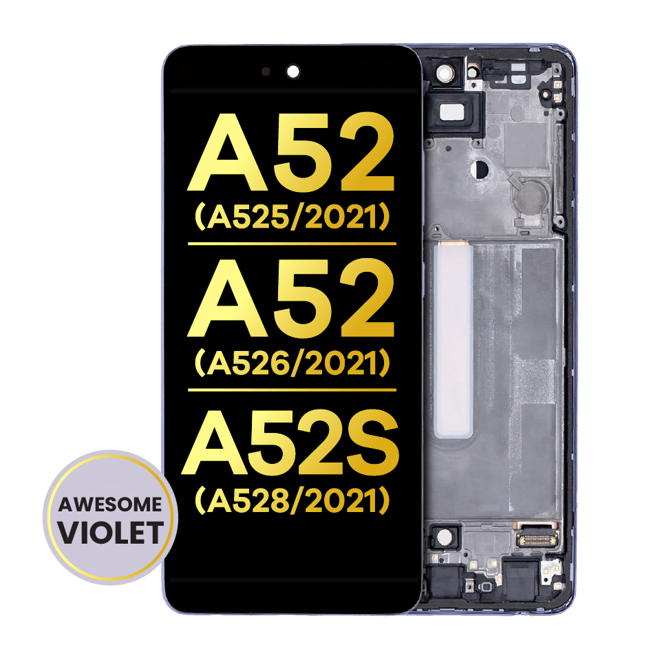 OLED Assembly With Frame For Samsung Galaxy A52 4G (A525 / 2021) / A52 5G (A526 / 2021) / A52S 5G (A528 / 2021) (Refurbished) (Awesome Violet)