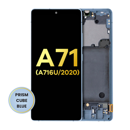 OLED Assembly With Frame For Samsung Galaxy A71 5G (A716U / 2020) (Refurbished) (Prism Cube Blue)
